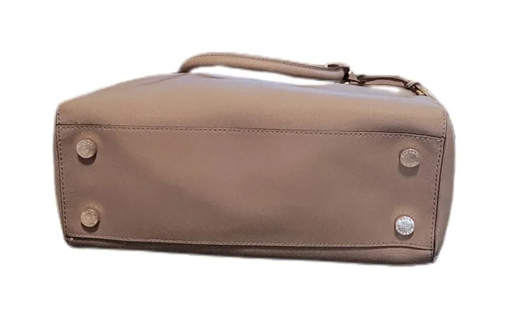 MICHAEL KORS Camel Tan Saffiano Leather & Gold Hardware Top Handle Bag